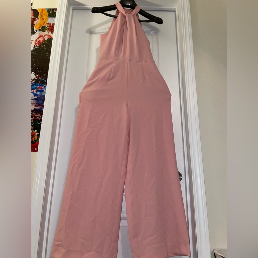 JULIA JORDAN Light pink twist front halter jumpsuit